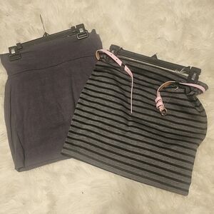 2 - gray stretch skirts